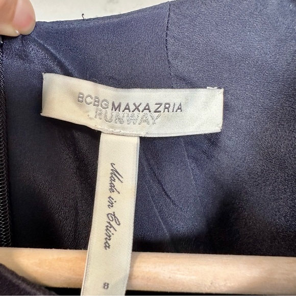 BCBGMAXAZRIA Runway Night Asymmetrical Patchwork Dress in navy black - Picture 15 of 17